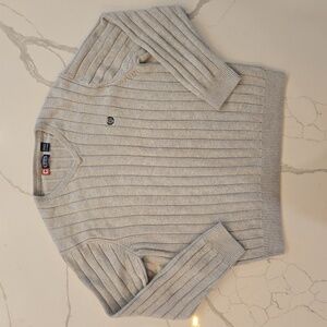 Chaps Mens V-Neck Cotton Knit Sweater Gray Size XL